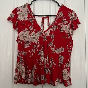 Red floral top